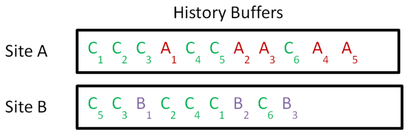 Two sites history buffers